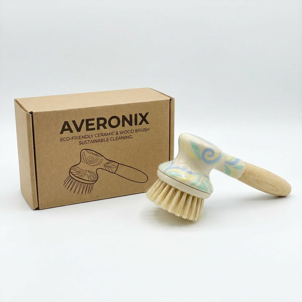 AVERONIX Eco‑Friendly Ceramic & Wood Brush