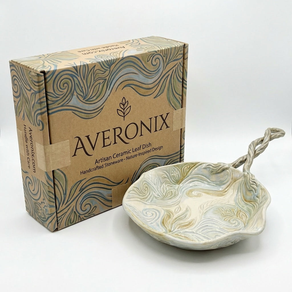 AVERONIX Artisan Ceramic Leaf Dish