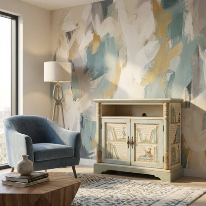 Nightstand with Open Shelf & Double Doors
