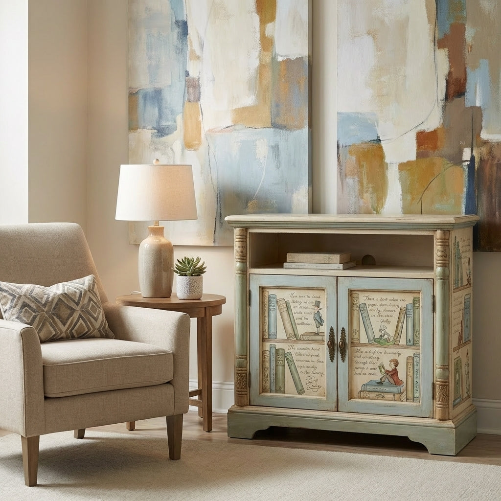 Nightstand with Open Shelf & Double Doors