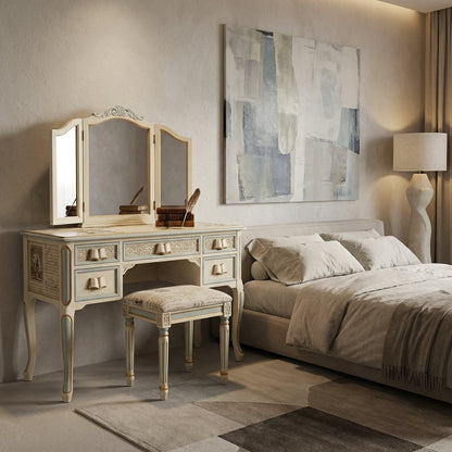 Hand-Finished Writing & Book Motif Dressing Table