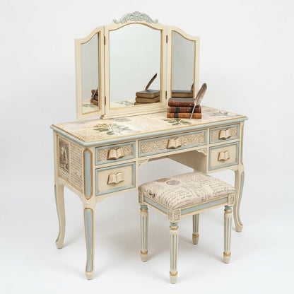 Hand-Finished Writing & Book Motif Dressing Table