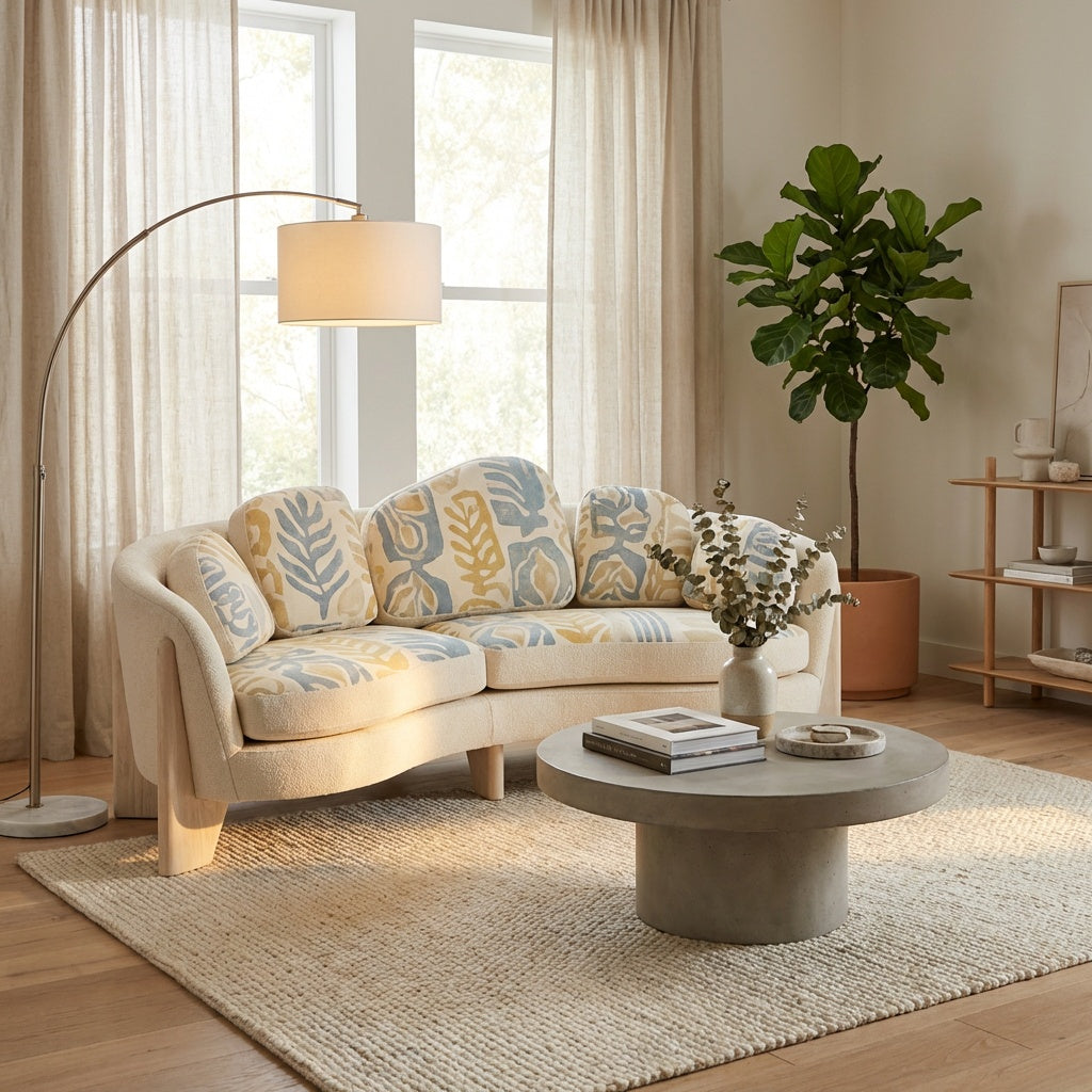 Modern Curved Loveseat Sofa